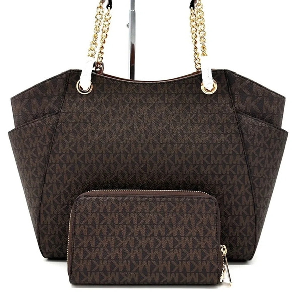 Michael Kors Large Jet Set Travel Chain Shoulder Bag & Flat Phone Case Wallet - Picture 5 of 14